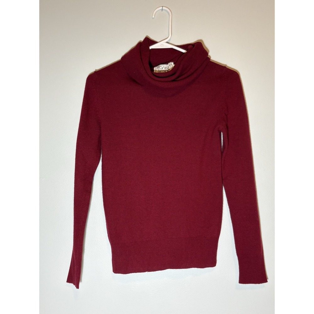 FRANKLIN SIMON VTG 100% CASHMERE CRANBERRY COWL Neck SWEATER WOMEN's SMALL